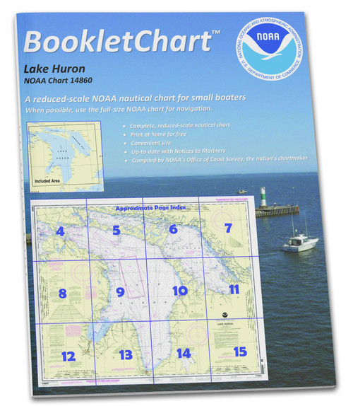 NOAA BookletChart 14860: Lake Huron, Handy 8.5" x 11" Size. Paper Chart Book Designed for use Aboard Small Craft
