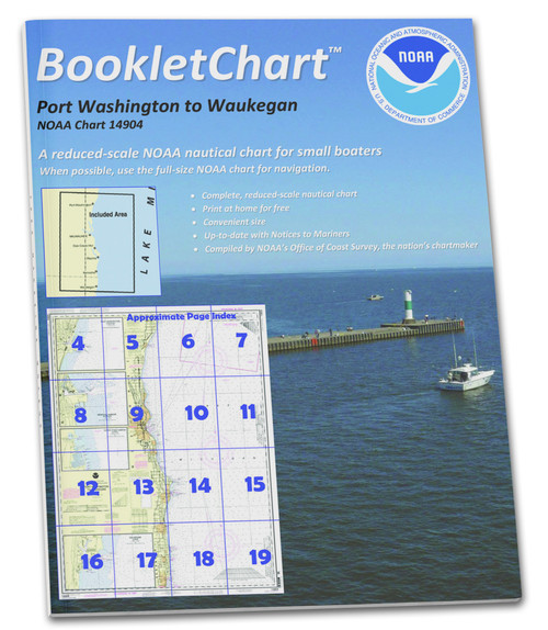 NOAA BookletChart 14904: Port Washington to Waukegan;Kenosha;North Point Marina;Port Washington.