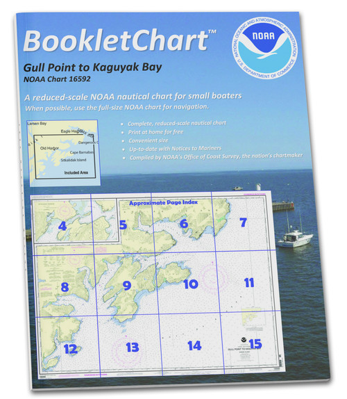 HISTORICAL NOAA BookletChart 16592: Kodiak Island Gull Point to Kaguyak Bay;Sitkalidak Passage