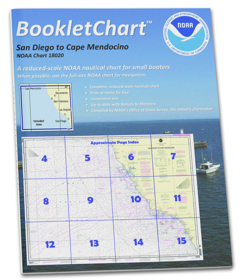 NOAA Booklet Chart 18020: San Diego to Cape Mendocino