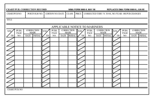 Chart Correction Cards NIMA Form 8660-9 (100 pack)