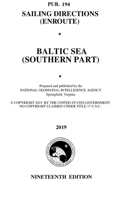 PUB 194 Sailing Directions Enroute: Baltic Sea (Southern Part) (CURRENT EDITION)