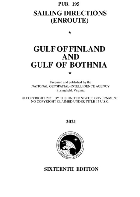 PUB 195 Sailing Directions Enroute: Gulf of Finland and Gulf of Bothnia (CURRENT EDITION)