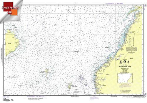 NGA Chart 101: Norwegian Sea, Approx. Size 21" x 32" (SMALL FORMAT WATERPROOF)