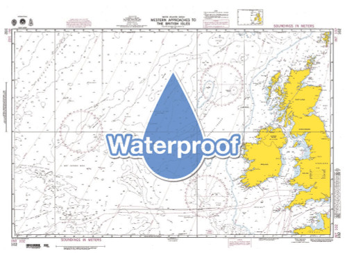 Waterproof NGA Chart 102: Western Apprs. to the British Isles