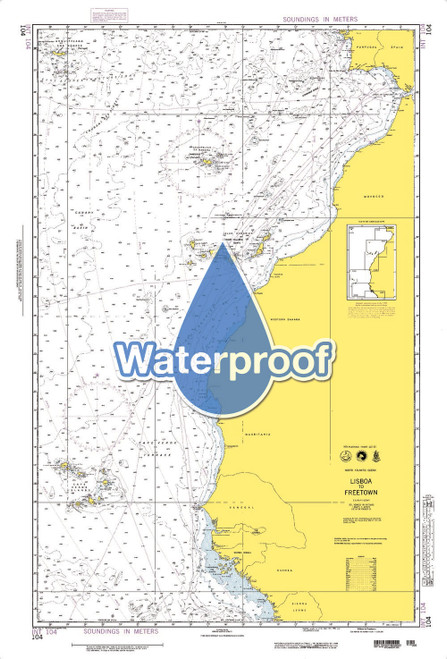 Waterproof NGA Chart 104: Lisboa to Freetown