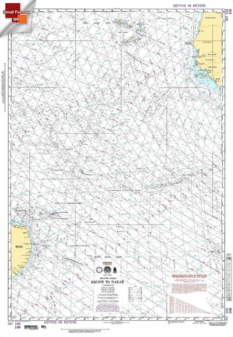 NGA Chart 106: Recife To Dakar, Approx. Size 21" x 30" (SMALL FORMAT WATERPROOF)