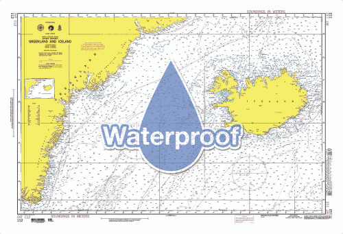 Waterproof NGA Chart 112: Waters Betw. Greenland and Iceland