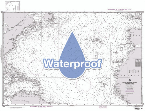 Waterproof NGA Chart 120: North Atlantic Ocean Southern Sheet