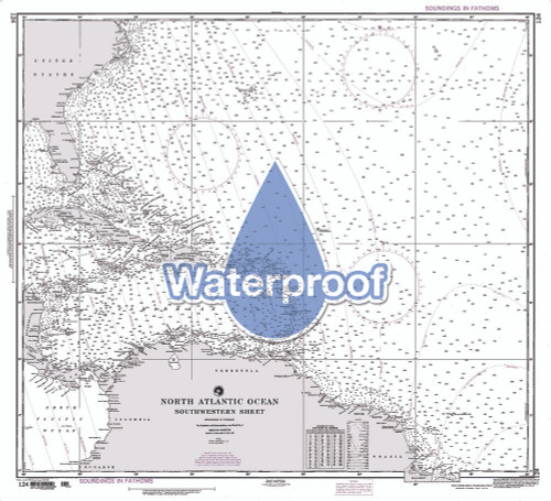 Waterproof NGA Chart 124: North Atlantic Ocean Southwestern Sheet