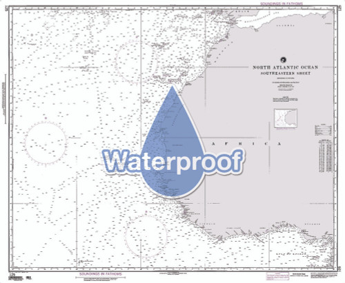 Waterproof NGA Chart 125: North Atlantic Ocean Southeastern Sheet