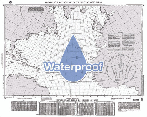 Waterproof NGA Chart 17: Great Circle Sailing Chart No. Atlantic