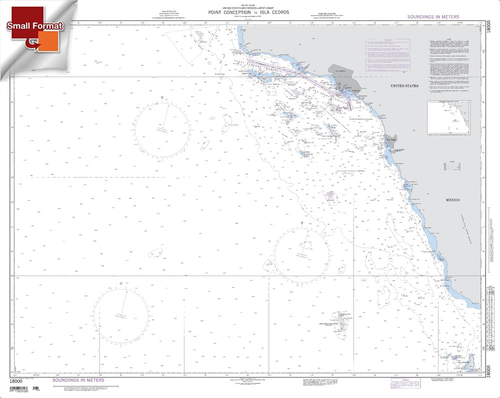 NGA Chart 18000: Point Conception To Isla Cedros, Approx. Size 21" x 27" (SMALL FORMAT WATERPROOF)