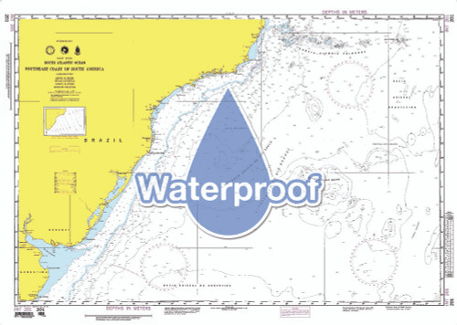 Waterproof NGA Chart 201: S. E. Coast of South America