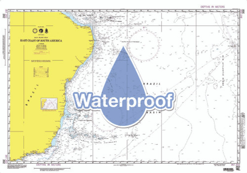 Waterproof NGA Chart 202: East Coast of South America