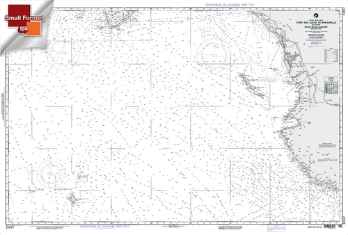 NGA Chart 21017: Cabo San Lucas To Manzanillo, Approx. Size 21" x 30" (SMALL FORMAT WATERPROOF)