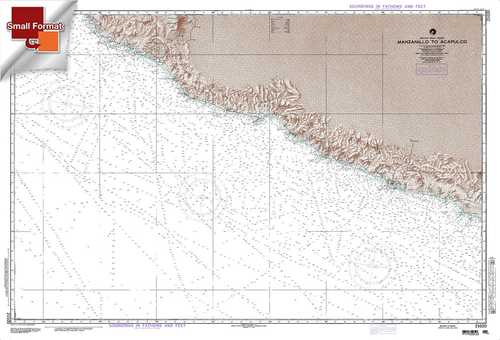 NGA Chart 21020: Manzanillo To Acapulco Mexico, Approx. Size 21" x 29" (SMALL FORMAT WATERPROOF)