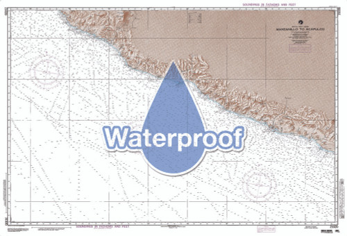 Waterproof NGA Chart 21020: Manzanillo to Acapulco Mexico