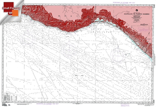 NGA Chart 21023: Acapulco To Puerto Madero [Mexico-West C, Approx. Size 21" x 30" (SMALL FORMAT WATERPROOF)