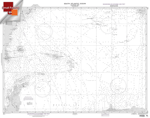 NGA Chart 211: South Atlantic Ocean Southern Part, Approx. Size 21" x 27" (SMALL FORMAT WATERPROOF)