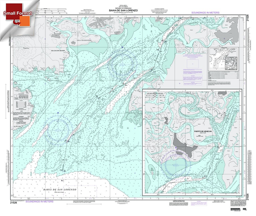 NGA Chart 21526: Bahia De San Lorenzo, Approx. Size 21" x 28" (SMALL FORMAT WATERPROOF)