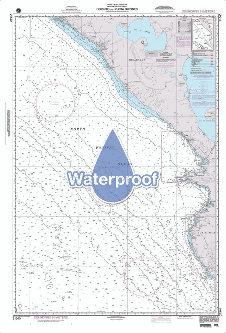 Waterproof NGA Chart 21540: Corinto to Punta Guiones
