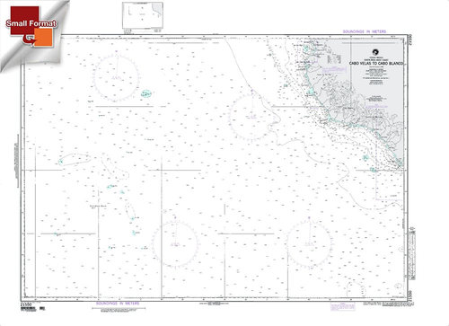 NGA Chart 21550: Cabo Velas To Cabo Blanco Costa Rica, Approx. Size 21" x 28" (SMALL FORMAT WATERPROOF)