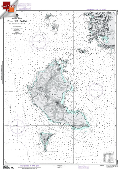 NGA Chart 21583: Isla De Coiba, Approx. Size 21" x 30" (SMALL FORMAT WATERPROOF)