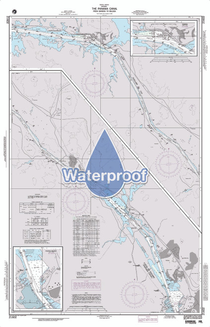 Waterproof NGA Chart 21602: the Panama Canal From Gamboa to Balboa
