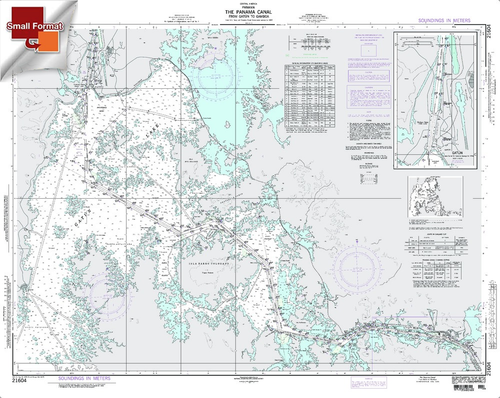 NGA Chart 21604: The Panama Canal From Gatun ToÃ¡Gamboa, Approx. Size 21" x 27" (SMALL FORMAT WATERPROOF)