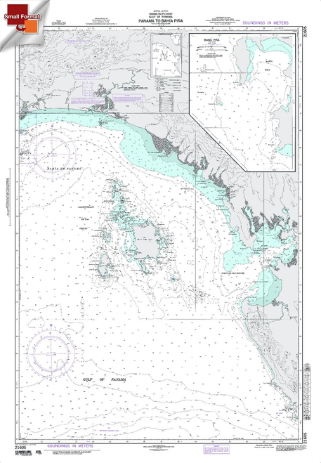 NGA Chart 21605: Panama To Bahia Pina, Approx. Size 21" x 31" (SMALL FORMAT WATERPROOF)