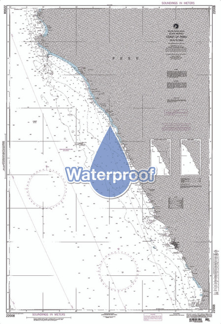 Waterproof NGA Chart 22008: Coast of Peru - Paita to Pisco