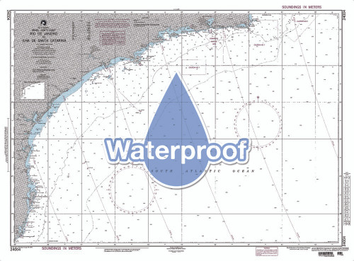 Waterproof NGA Chart 24004: R. De Janeiro to I. de Sta. Catarina