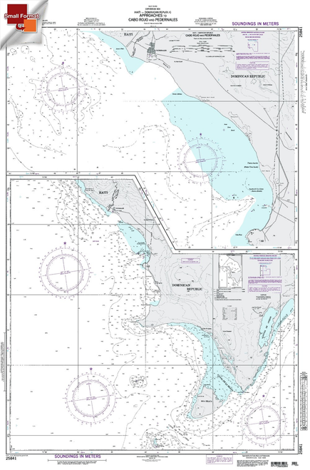 NGA Chart 25841: Approaches To Cabo Rojo & Pedernales, Approx. Size 21" x 31" (SMALL FORMAT WATERPROOF)