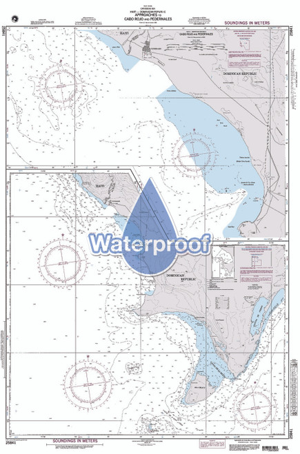Waterproof NGA Chart 25841: Approaches to Cabo Rojo & Pedernales
