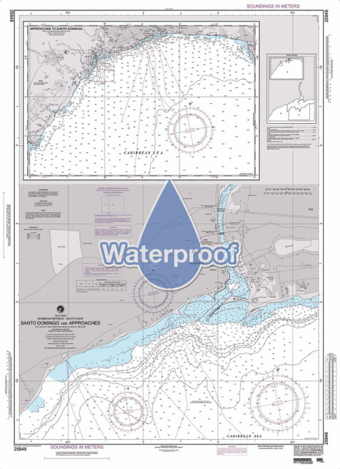 Waterproof NGA Chart 25848: Approaches to Santo Domingo