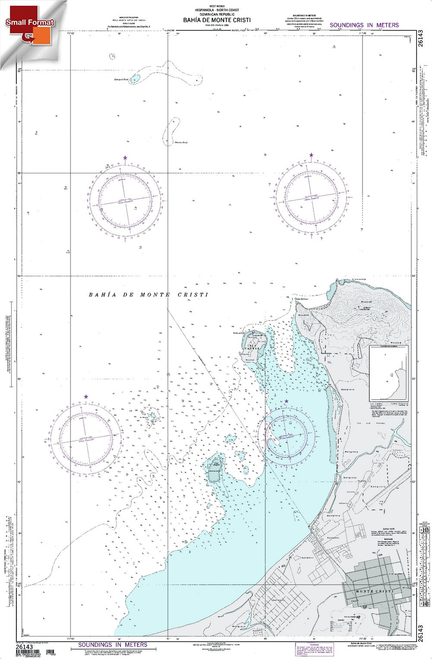 NGA Chart 26143: Bahia De Monte Cristi Dominican Republic, Approx. Size 21" x 31" (SMALL FORMAT WATERPROOF)