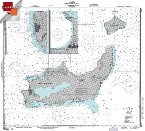 NGA Chart 26267: GreatÃ¡InaguaÃ¡Island And LittleÃ¡InaguaÃ¡Island, Approx. Size 21" x 24" (SMALL FORMAT WATERPROOF)