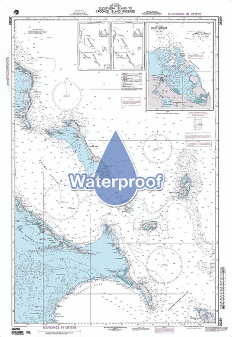 Waterproof NGA Chart 26280: Eleuthera Island to Crooked Is Passage