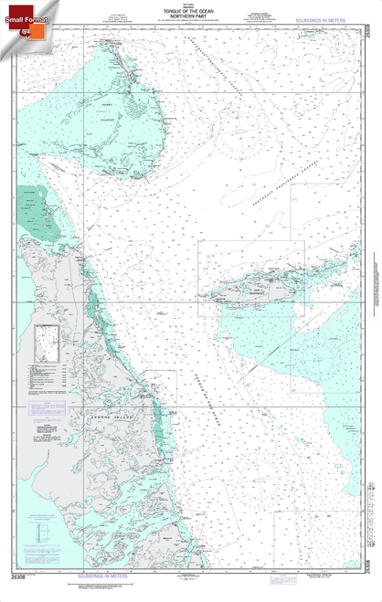 NGA Chart 26308: Tongue Of The Ocean-Northern Part, Approx. Size 21" x 33" (SMALL FORMAT WATERPROOF)