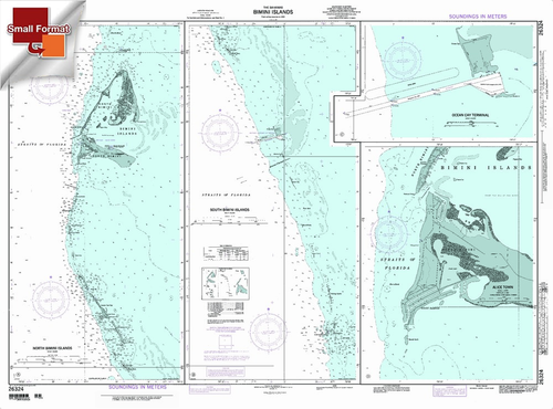 NGA Chart 26324: Bimini Islands, Approx. Size 21" x 29" (SMALL FORMAT WATERPROOF)