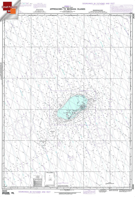 NGA Chart 26340: Bermuda Islands Approaches To, Approx. Size 21" x 31" (SMALL FORMAT WATERPROOF)