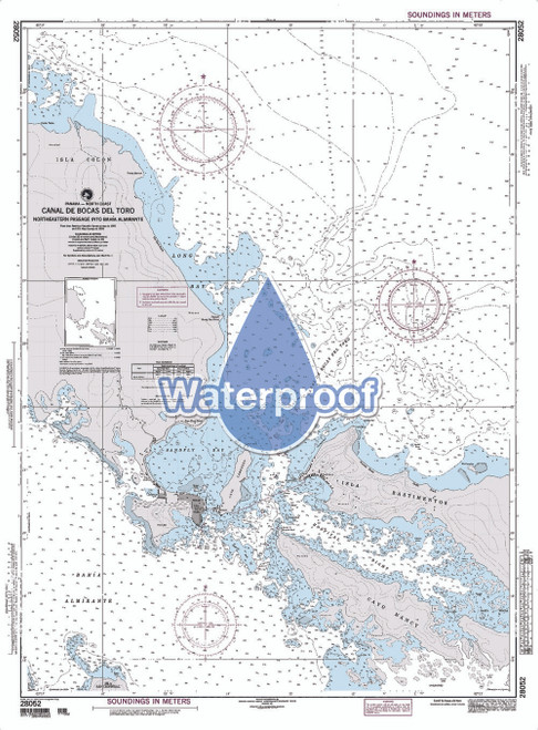 Waterproof NGA Chart 28052: Canal de Bocas del toro - Panama