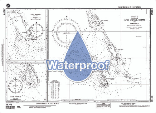 Waterproof NGA Chart 28103: Cayos Vivorillo Becerro and Caratasca