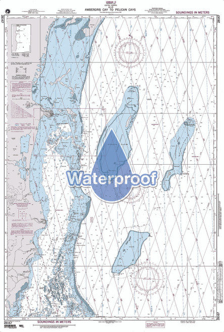 Waterproof NGA Chart 28167: Ambergis Cay to Pelican Cays