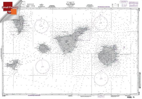 NGA Chart 51260: Canary Islands - Western Group, Approx. Size 21" x 32" (SMALL FORMAT WATERPROOF)