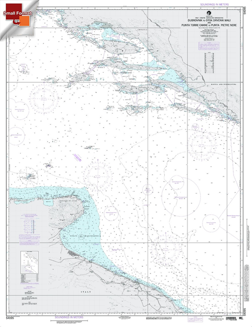 NGA Chart 54095: Dubrovnik ToÃ¡OtokÃ¡DrvenikÃ¡Mali And Punta TorreÃ¡CanneÃ¡To PuntaÃ¡PietreÃ¡Nere, Approx. Size 21" x 27" (SMALL FORMAT WATERPROOF)