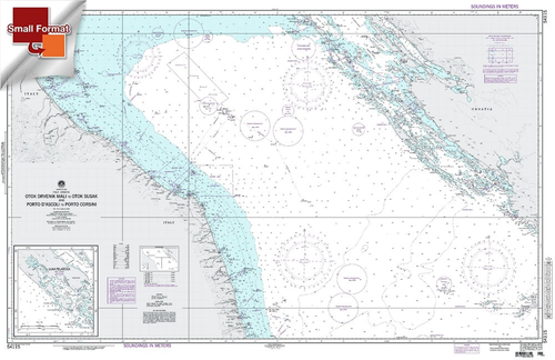 NGA Chart 54115: OtokÂ DrvenikÂ Mali ToÂ OtokÂ SusakÂ And PortoÂ D'AscoliÂ To PortoÂ Corsini, Approx. Size 21" x 32" (SMALL FORMAT WATERPROOF)