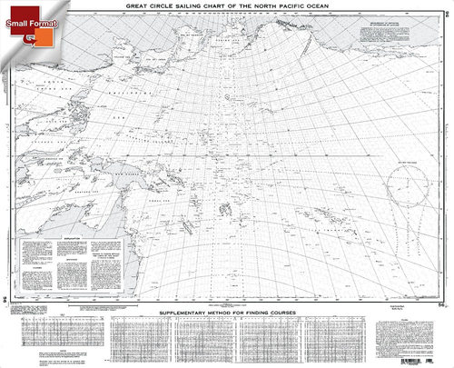NGA Chart 56: Great Sailing Chart Of N. Pacific Ocean, Approx. Size 21" x 26" (SMALL FORMAT WATERPROOF)