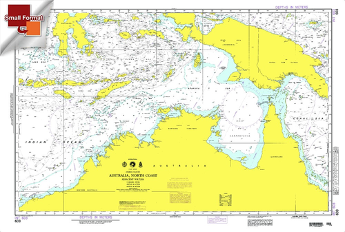 NGA Chart 603: Australia North Coast-Adjacent Waters, Approx. Size 21" x 31" (SMALL FORMAT WATERPROOF)